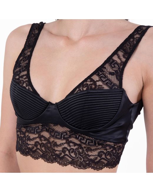 Versace Black Lace Bustier Bralette, Brand Size 2 Us
