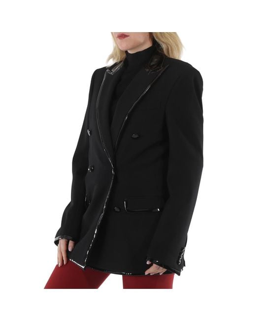 Moschino Black Double-Breasted Piped Blazer, Brand Size 46 (Us
