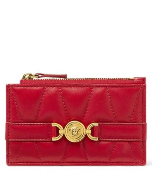 Versace Red Medusa 95 Quilted Nappa Card Holder