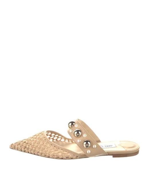 Jimmy Choo Natural Basette Raffia Flats, Brand Size 34 Us