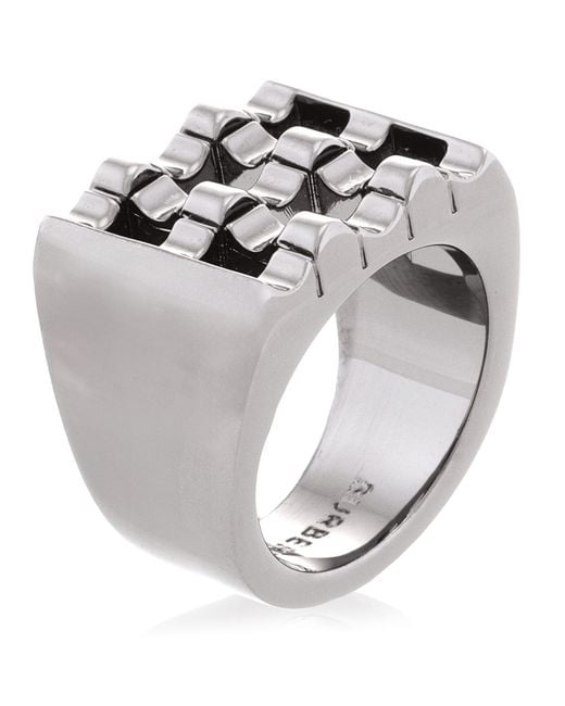 Burberry Metallic Ruthenium-Plated Cube Ring for men
