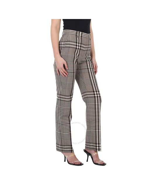 Burberry Black Check Technical Wool Cropped Trousers