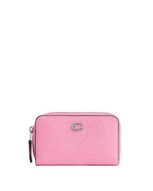COACH Pink Zip Around Card Case