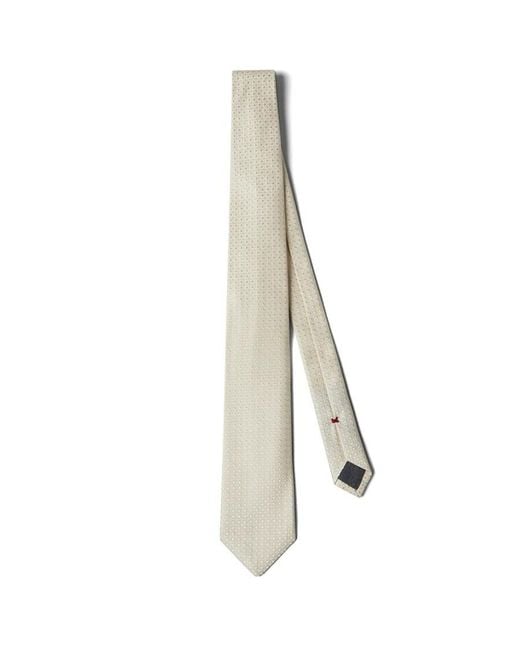 Brunello Cucinelli White Off Silk Tie for men