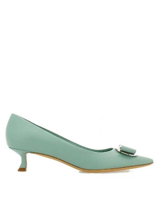 Ferragamo Green Zelma 40 Leather Pumps