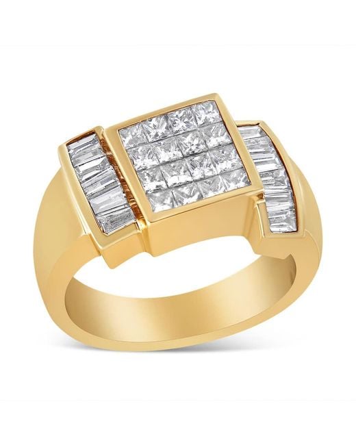 Haus of Brilliance White 14K 1 5/8 Cttw Invisible-Set Princess And Baguette Diamond Cocktail Band Ring