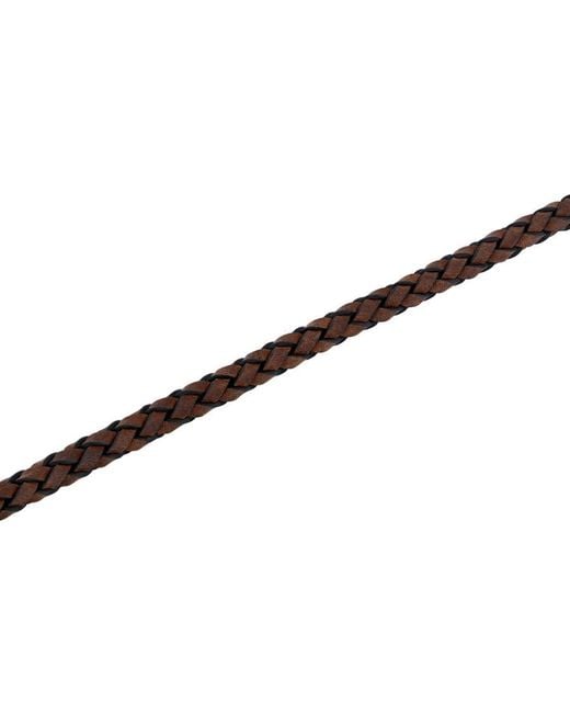 Robert Alton Brown Stainless Steel & Leather Braid Bracelet With Fancy Clasp Bracelet for men