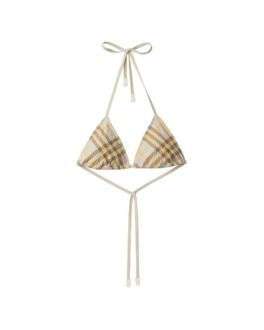 Burberry Metallic Check-Printed Halterneck Bikini Top