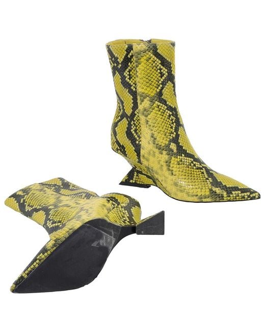 The Attico Green Fluo Python Leather Cheope Ankle Boots