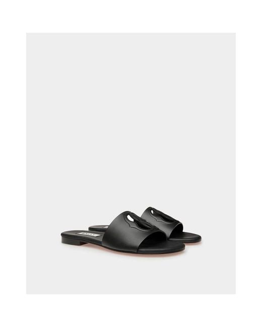 Bally Black Goldie-W Slides, Brand Size 38 Us