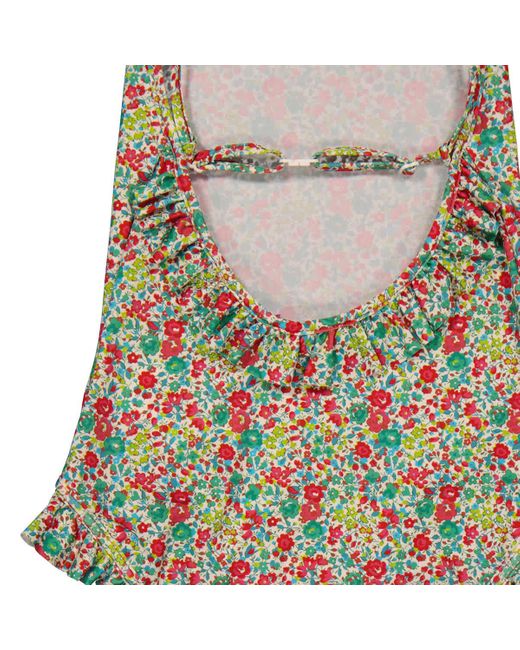 Bonpoint Blue Girls Floral Print Abbie Ruffled 1-piece Swimsuit