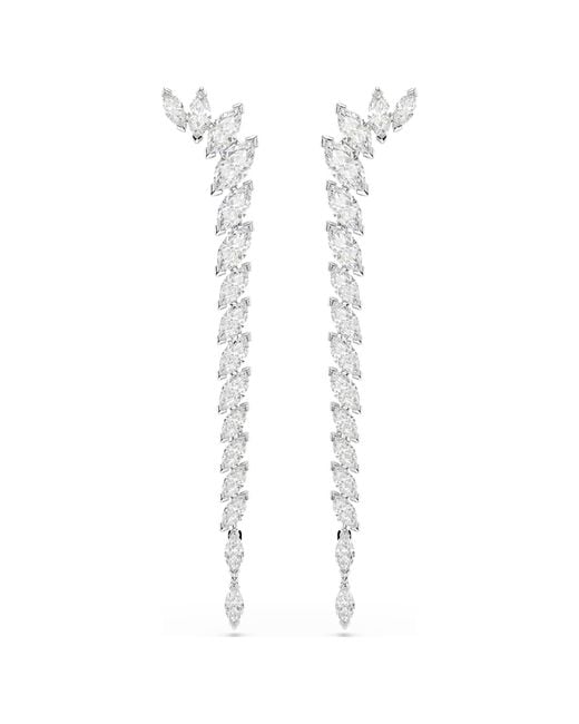 Swarovski White Mesmera Earrings, Marquise Cut, Rhodium Plated