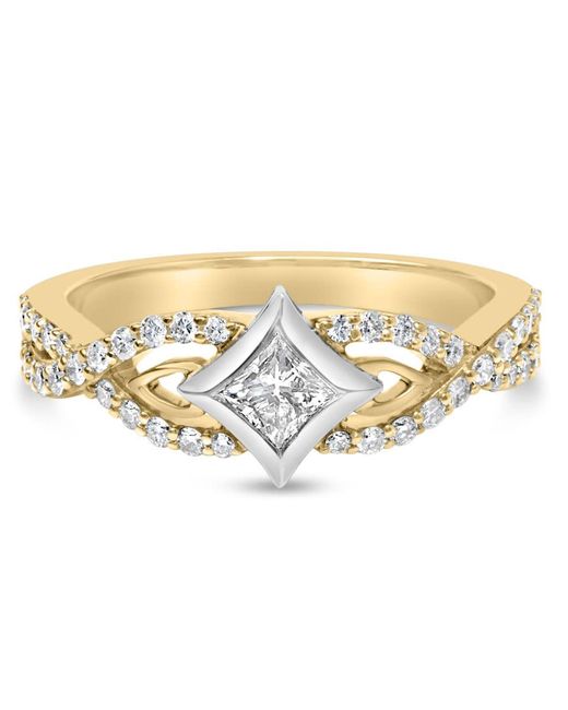 Haus of Brilliance Metallic 10K Color 2/3 Cttw Diamond Kite And Twist Shank Ring (H-I Color,Si2-I1 Clarity)