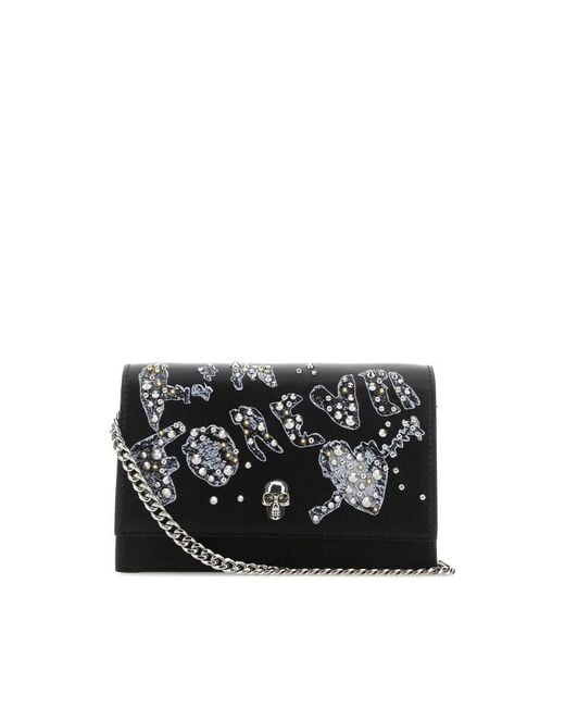 Alexander McQueen Black Leather Small Skull Clutch