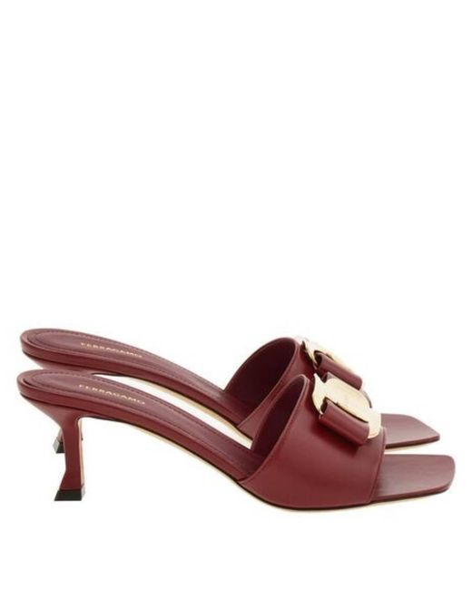 Ferragamo Red Zelie New Vara Plate Sandals