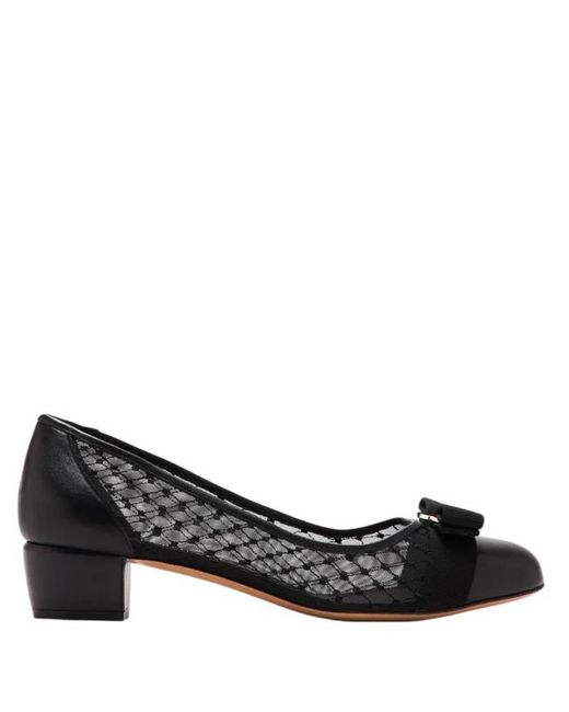 Ferragamo Black Ferragamo Vara Bow Mesh Pumps