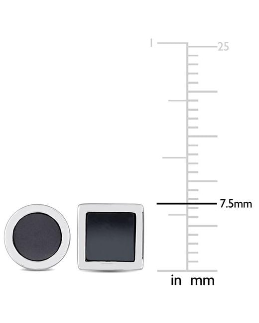 Amour Metallic 2-Piece Set 1 5/8Ct Tgw Hematite Square And Round Stud Earrings for men