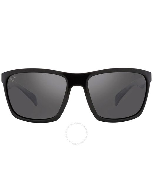 Maui Jim Black Makoa Neutral Grey Wrap Sunglasses