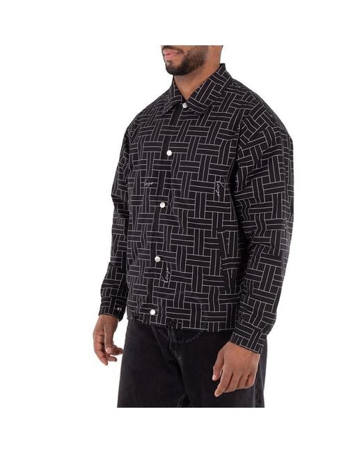 KENZO Black Weave Print Long Sleeve Jacket for men