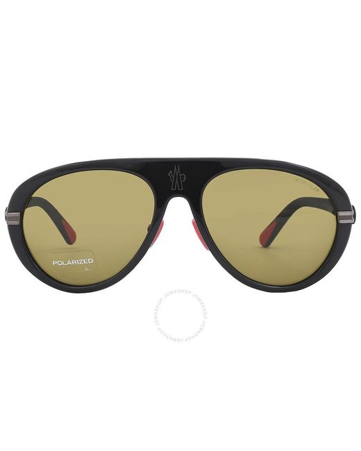 Moncler Green Navigaze Polarized Brown Pilot Sunglasses Ml0240 01h 57 for men