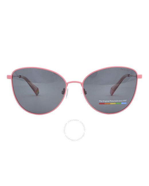 Polaroid Gray Polarized Grey Cat Eye Sunglasses Pld 6188/s 035/jm9 55