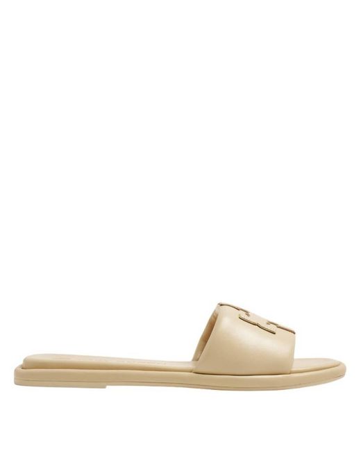 Tory Burch Natural Double T Padded Sport Slide Sandals