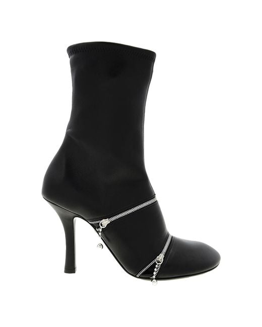 Burberry Black Sleek Leather Ankle Boots For