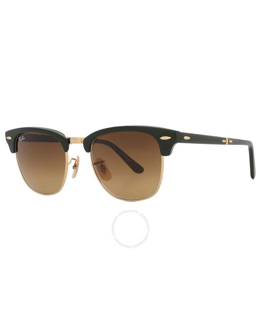 Ray-Ban Clubmaster Folding Brown Gradient Square Sunglasses Rb2176 136885 51