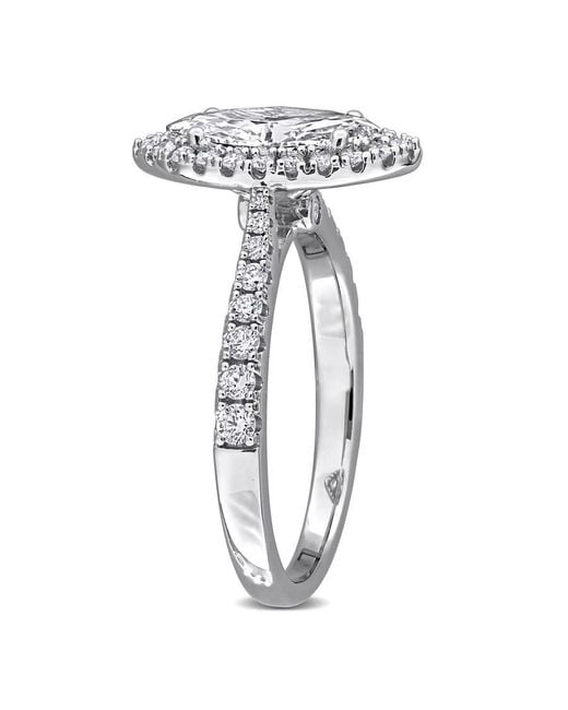 Created Forever Metallic 1 2/5Ct Tgw Marquise And Round-Cut Lab Grown Diamond Halo Engagement