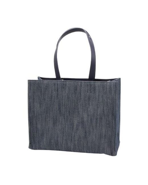 Ferragamo Blue Medium Tote Bag With Logo