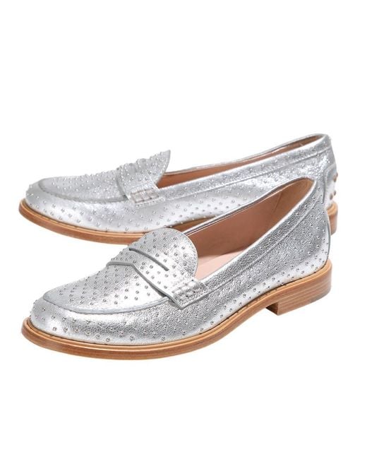 Tod's White Tod's Stud-Embellished Loafers
