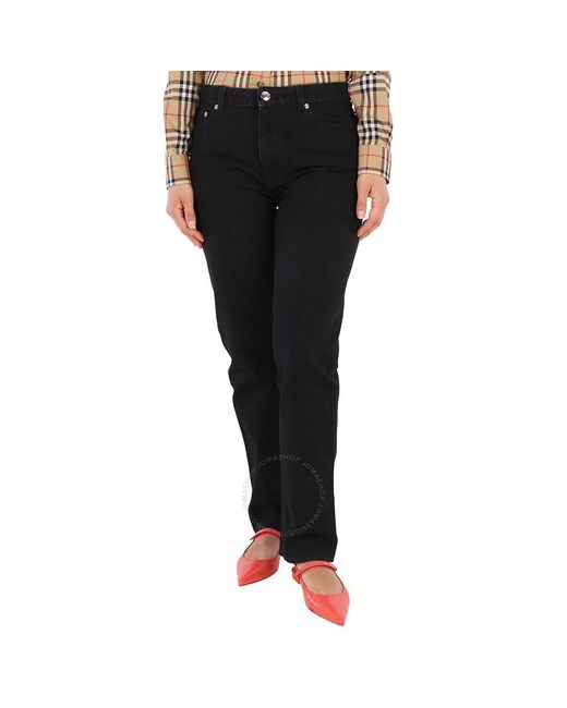 Burberry Black Logo-print Straight-leg Jeans