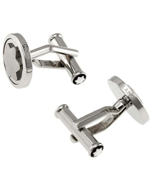 Montblanc Metallic Star Snowcap Stainless Steel Round Cufflinks 116660 for men