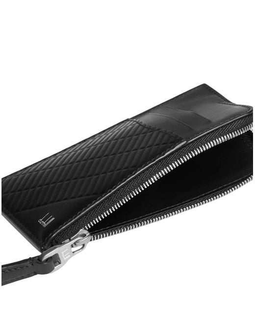Dunhill Black Contour Zip Leather Card Case for men