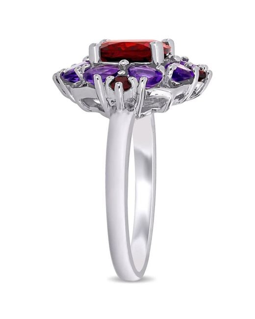 Amour Purple 4 2/5 Ct Tgw Garnet And African Amethyst Quatrefoil Floral Ring
