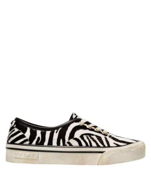 Bally Black Lyder Zebra Print Hair Calf Sneakers, Brand Size 43 Us for men