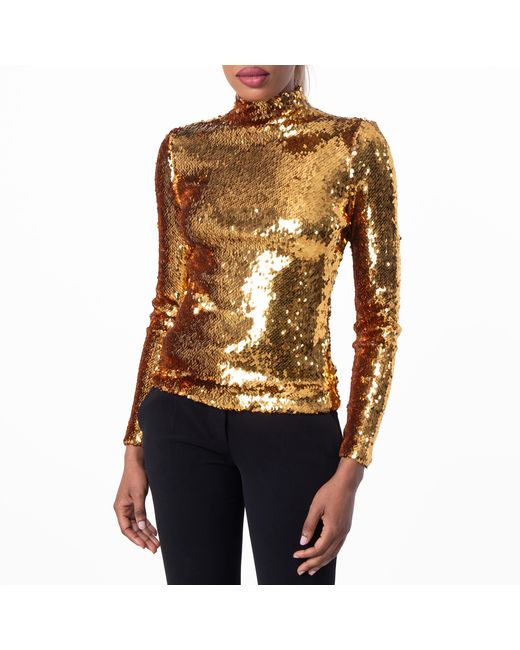 Burberry Red Ladies Sequinned Turtleneck Top