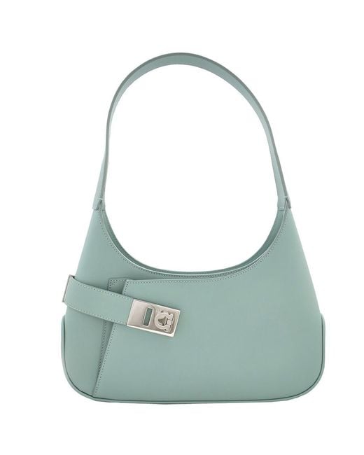 Ferragamo Blue Archive Calfskin Leather Hobo Shoulder Bag