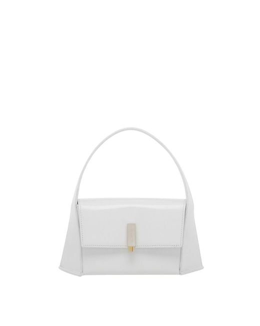Ferragamo White Geometric Leather Shoulder Bag