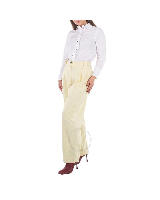 Ganni White Pale Banana High Waisted Tailored Pants