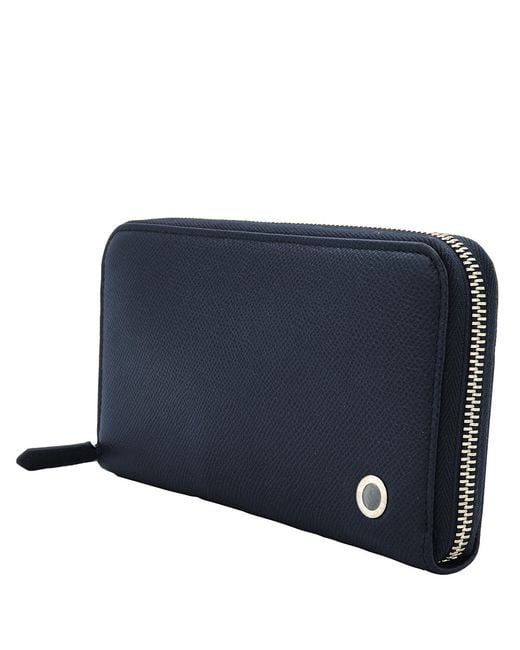 BVLGARI Blue Leather Zip Wallet for men