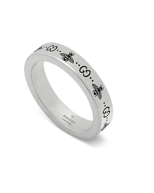 Gucci Metallic Sterling Signature Gg Bee Motif Ring