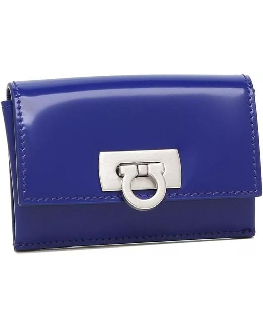 Ferragamo Blue Card Case With Gancini Clasp for men