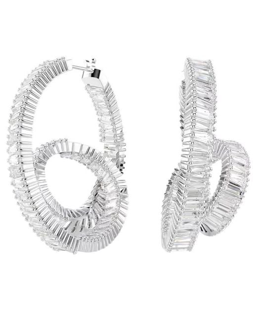 Swarovski Metallic Matrix Baguette Cut Hoop Earrings