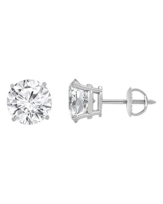 Brilliant Diamond Metallic 5 Carat 14K Round Cut Lab Grown Diamond Stud Push Back Earrings For -Color/Clarity-Jsi for men