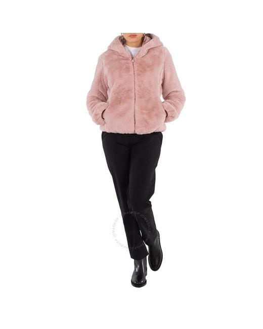 Save The Duck Pink Laila Faux Fur Reversible Hooded Jacket, Brand Size 2
