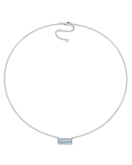 Amour Blue 3 Ct Tgw Baguette Cut Topaz And Sapphire Halo Necklace
