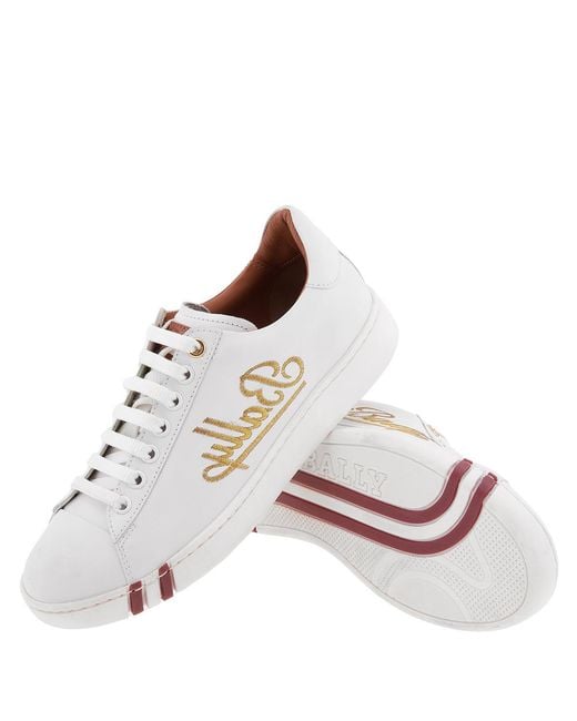 Bally White Brompton Bredy Leather Low-Top Sneakers, Brand Size 5.5 Us Size 6.5 for men