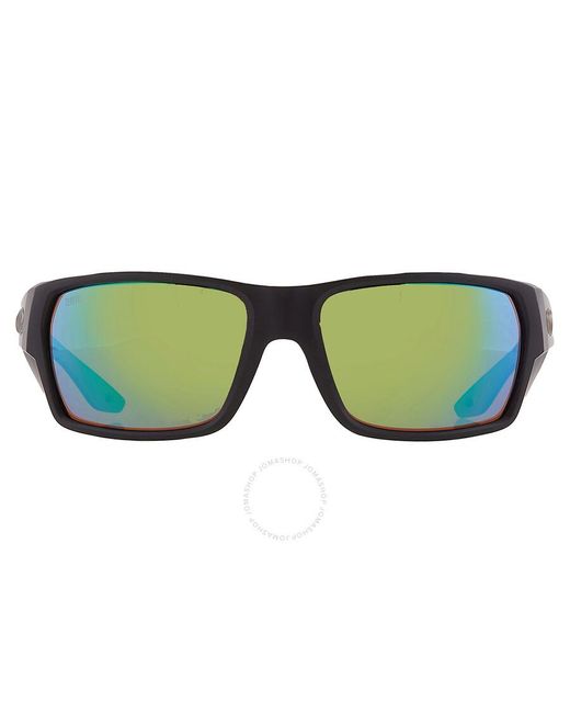 Costa Del Mar Tailfin Green Mirror Polarized Glass Rectangular Sunglasses 6s9113 911303 57 for men
