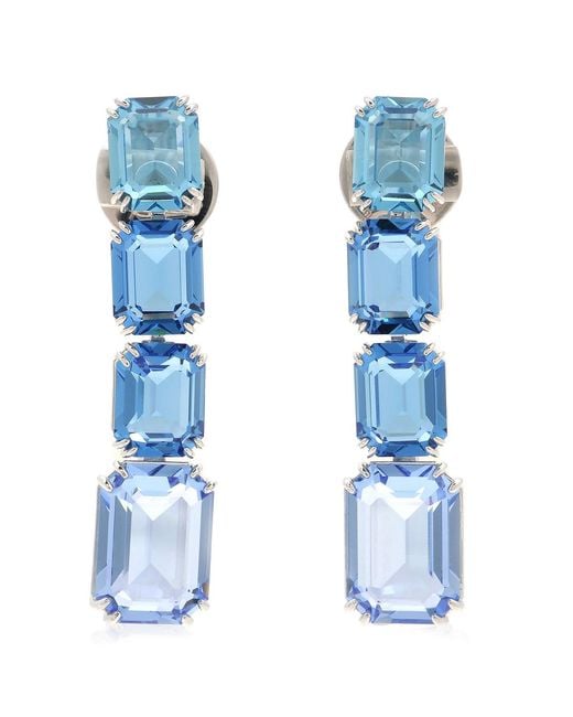 Swarovski Blue Ladies Millenia Octagon Cut Drop Earrings